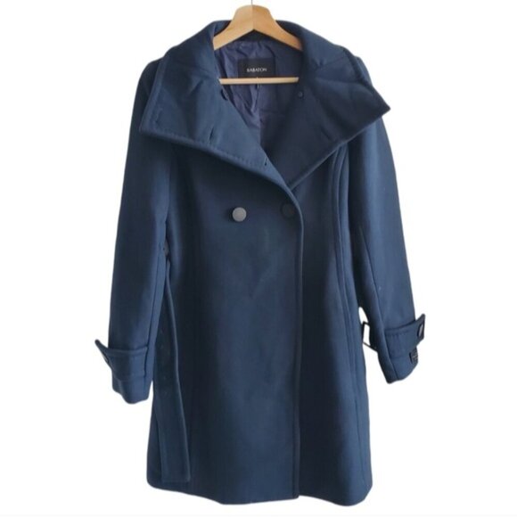 NWT Babaton Blue Grey Bromley Wool Coat Size Small - Picture 4 of 16